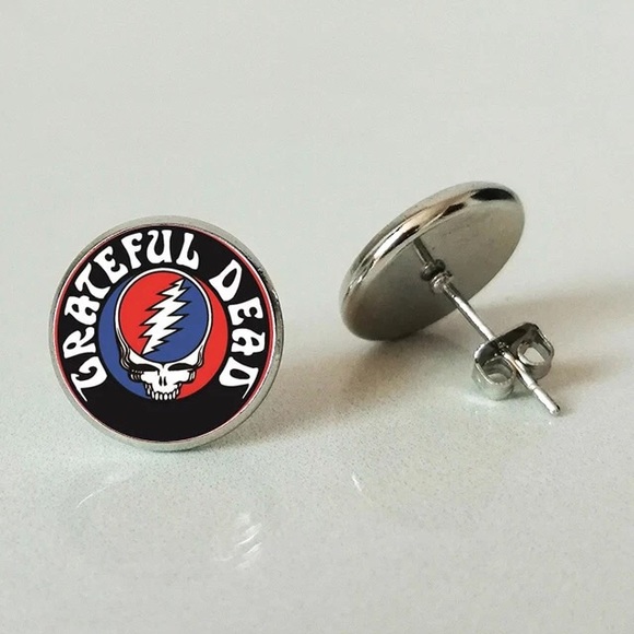 Grateful Dead SYF Glass Round Stud Earrings - Picture 1 of 1
